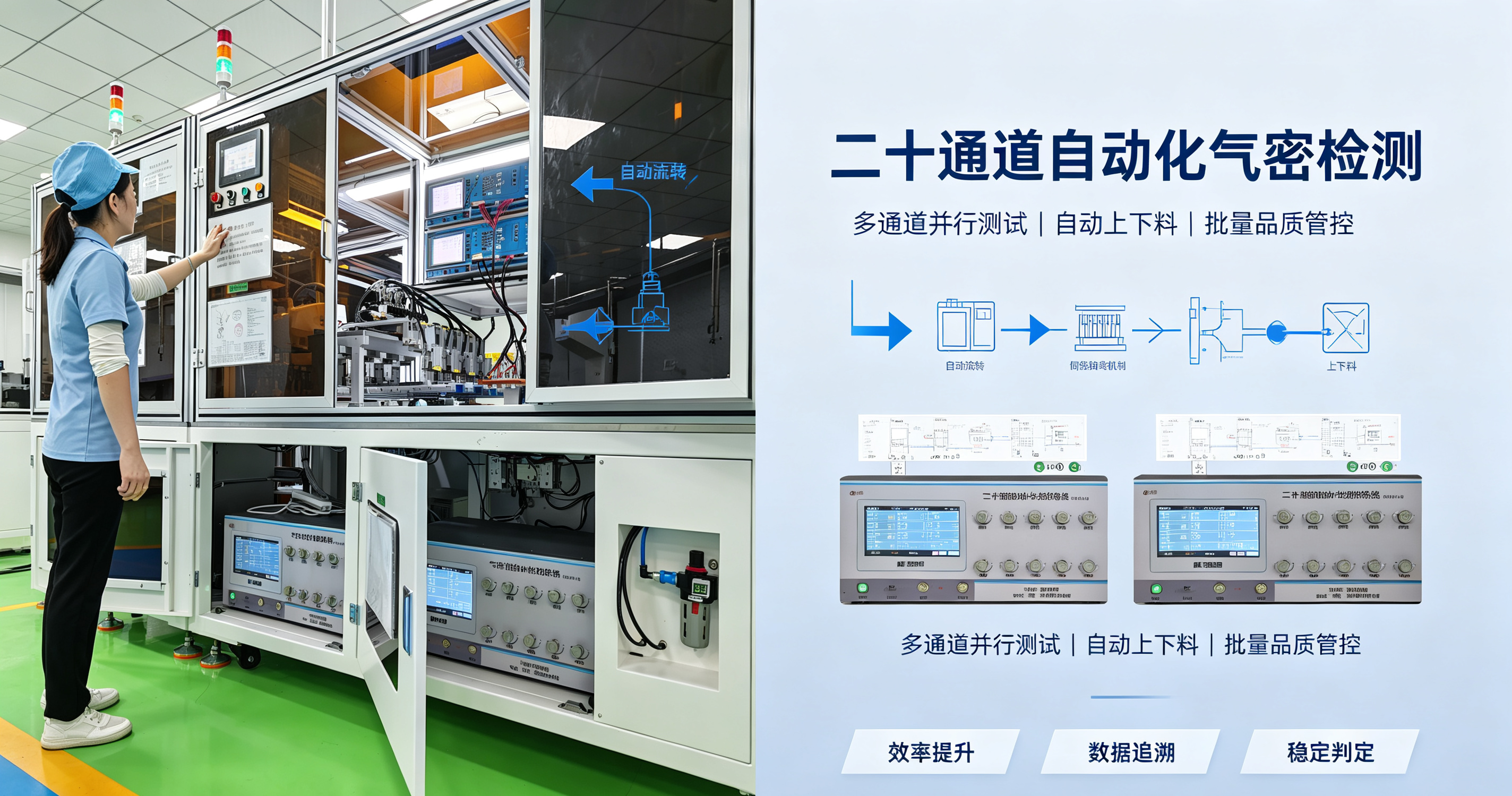 二十通道自动化气密性防水检测设备：连接器端子品质防线